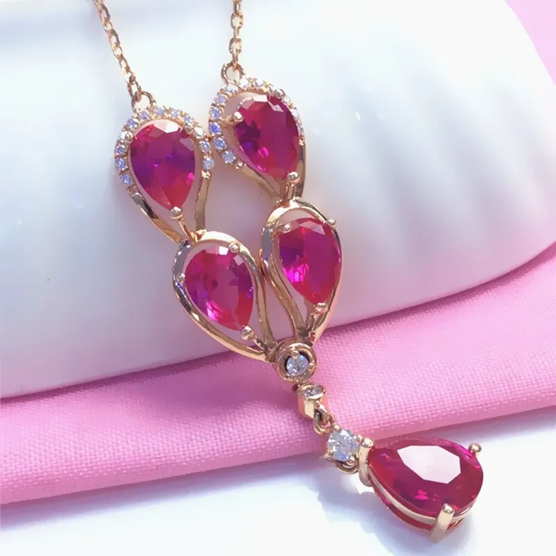585 Purple Gold Luxury Ruby Necklaces