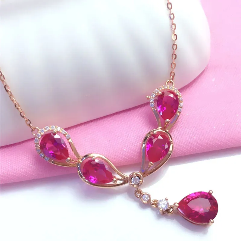 585 Purple Gold Luxury Ruby Necklaces