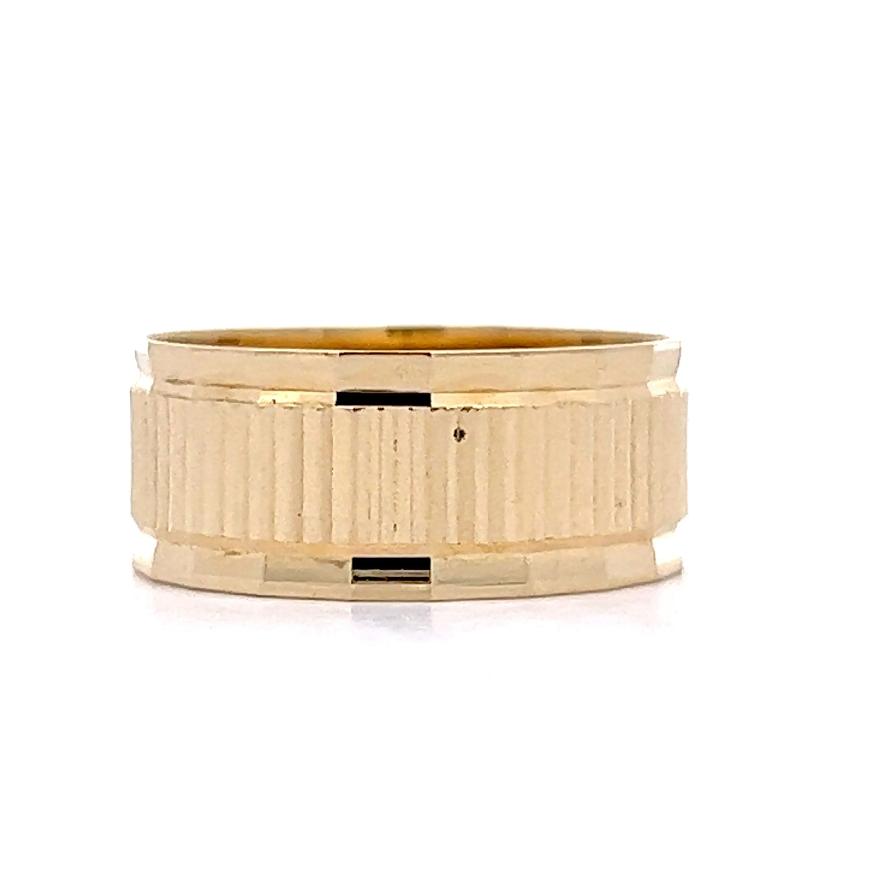 7mm Wide Textured Stacking Band in 14k Yellow Gold
