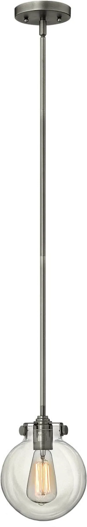 7"W Congress 1-Light Mini Pendant Antique Nickel