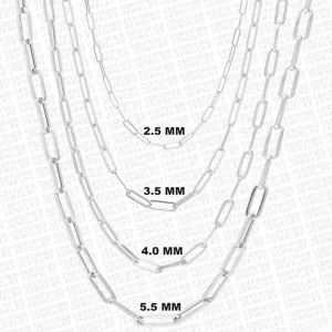 925 Italian Solid Sterling Silver Paperclip Necklace