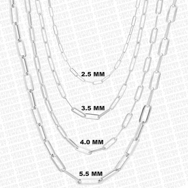 925 Italian Solid Sterling Silver Paperclip Necklace