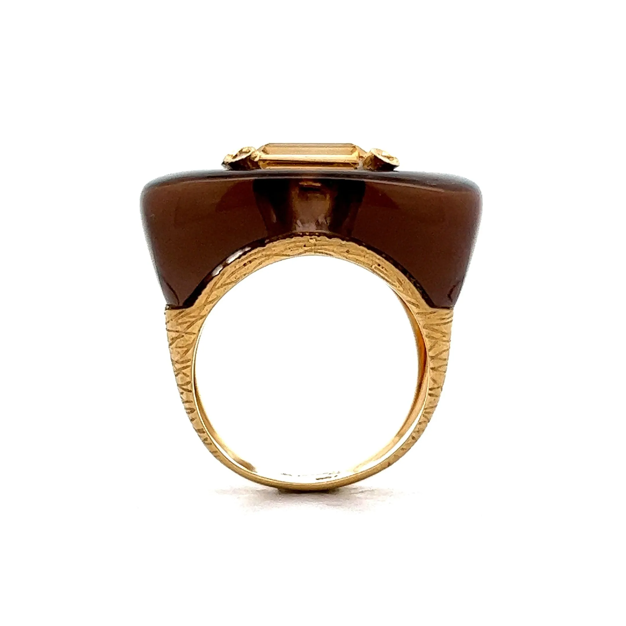 .93 Citrine & Smokey Quartz Cocktail Ring in 18k Yellow Gold