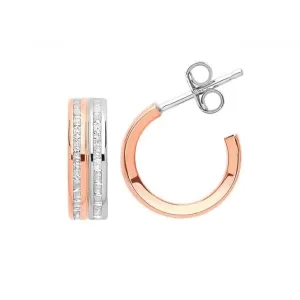 9ct  Wht/Rose  Gold  Zirconia  Stud  Earrings  ES174