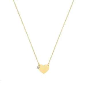 9ct Yellow Gold Heart & Cubic Zirconia Necklet NK387