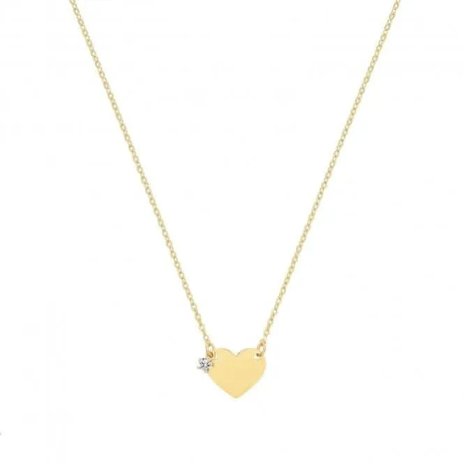 9ct Yellow Gold Heart & Cubic Zirconia Necklet NK387