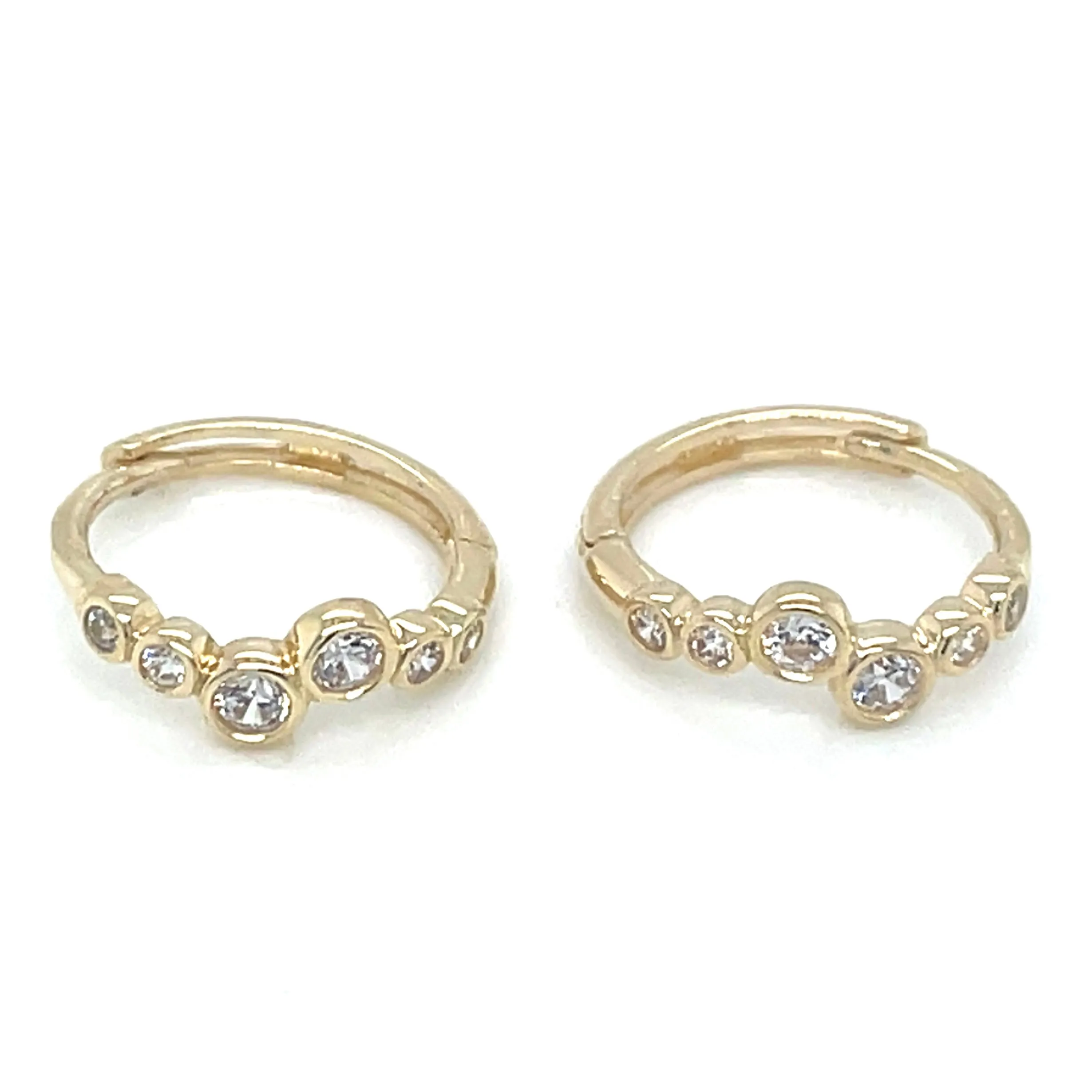 9ct Yellow Gold Round Cz Hoop Earrings