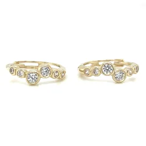 9ct Yellow Gold Round Cz Hoop Earrings
