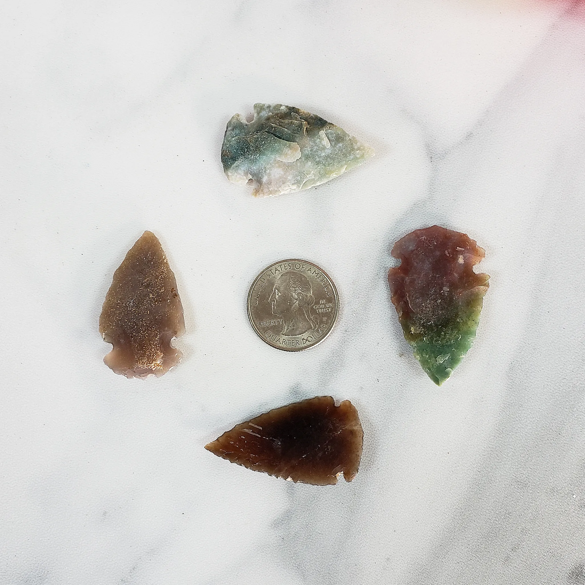 Agate Stone & Chalcedony Crystal Hand Knapped Natural Gemstone Arrowhead