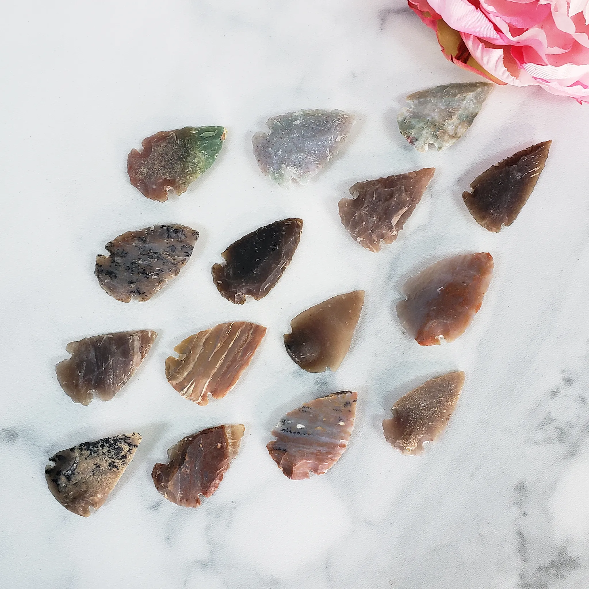 Agate Stone & Chalcedony Crystal Hand Knapped Natural Gemstone Arrowhead