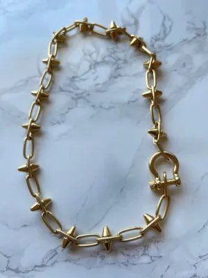 Annika Edgy Gold Necklace with Spikes