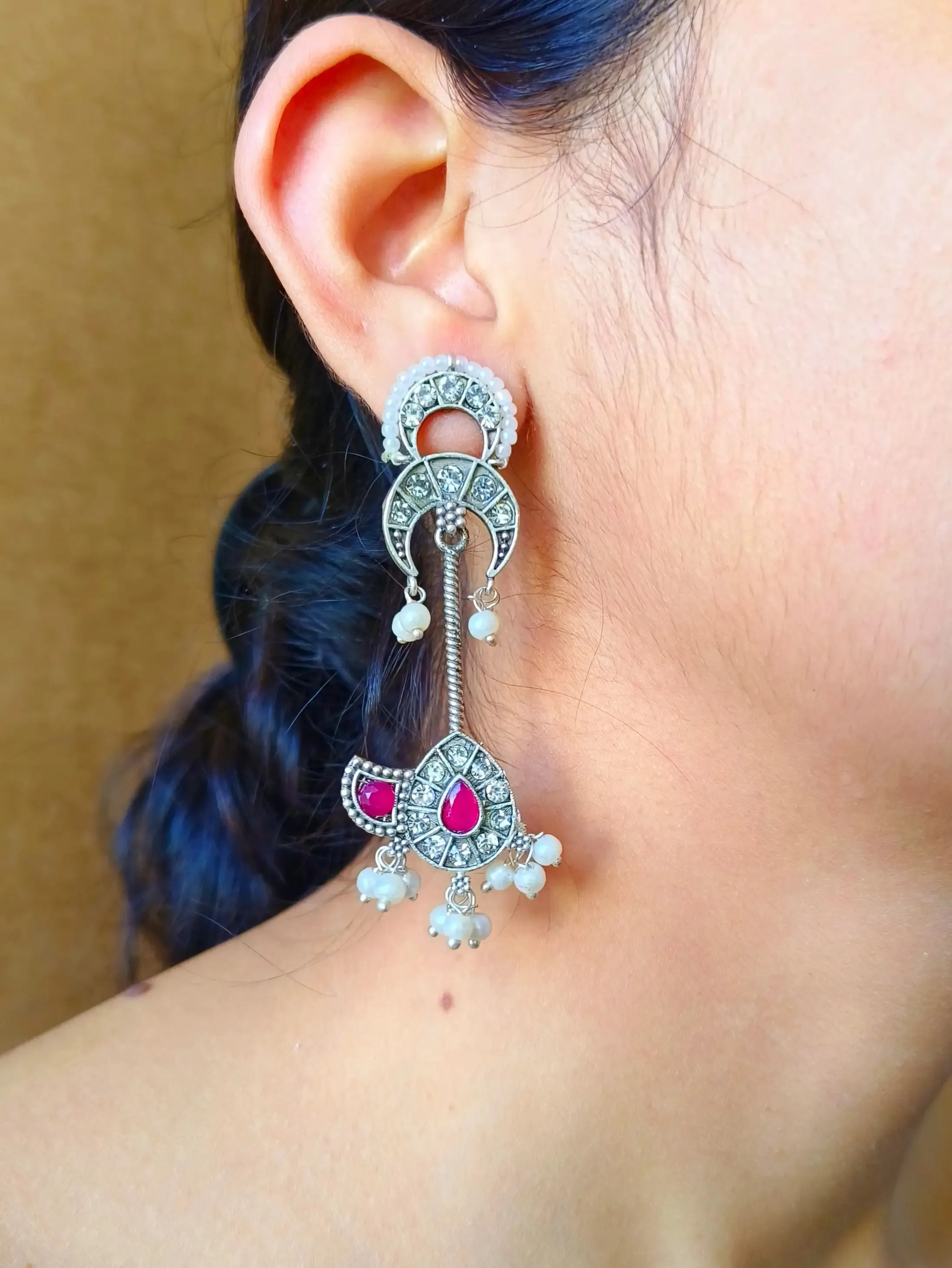 Antique Silver Dangler Earrings with Timeless Replica Design | Sarichka