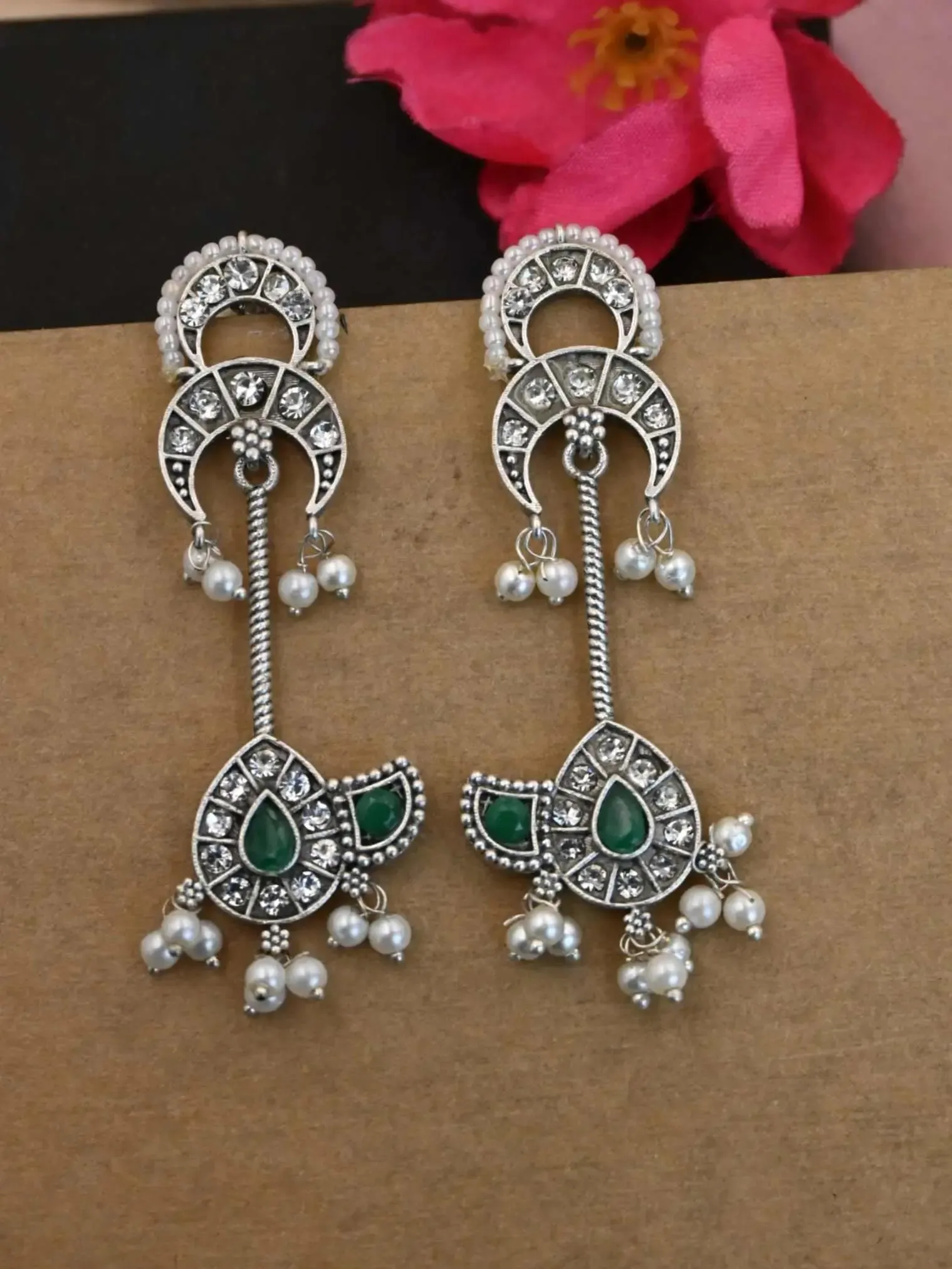 Antique Silver Dangler Earrings with Timeless Replica Design | Sarichka