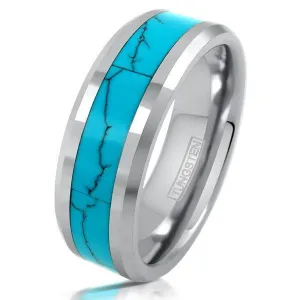 AQUA 8mm TUNGSTEN MEN'S RING