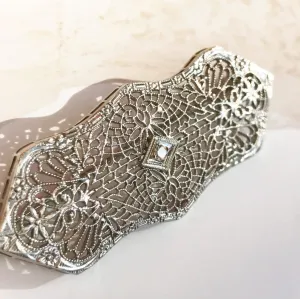 Art Deco Filigree Diamond Brooch