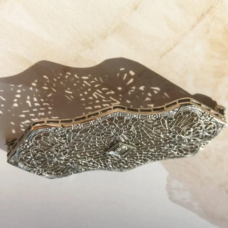 Art Deco Filigree Diamond Brooch