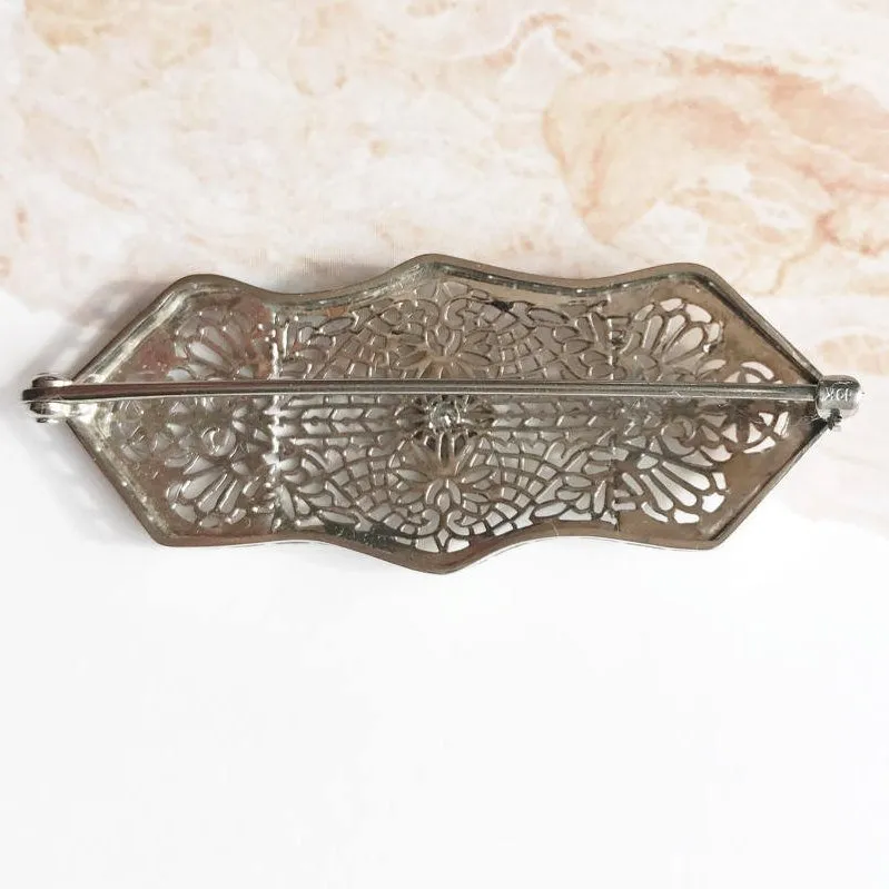 Art Deco Filigree Diamond Brooch