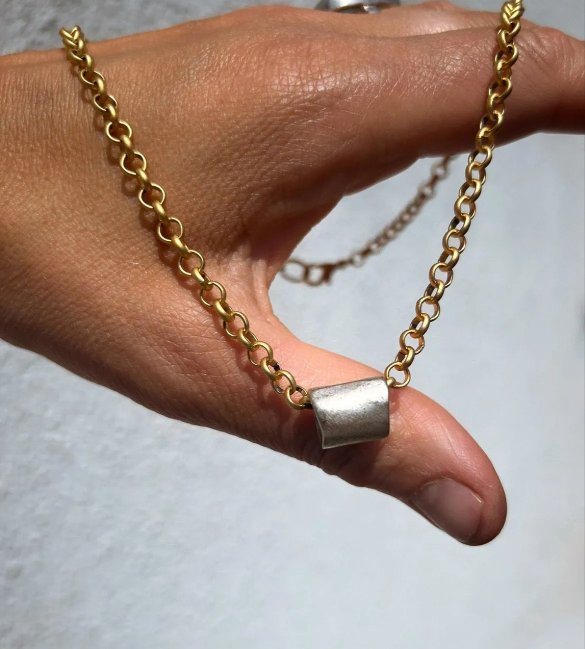 Barrel Bead Dainty Chain Necklace - Gold