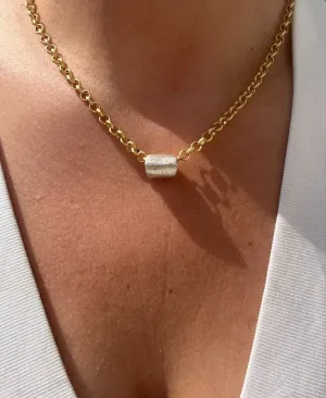Barrel Bead Dainty Chain Necklace - Gold