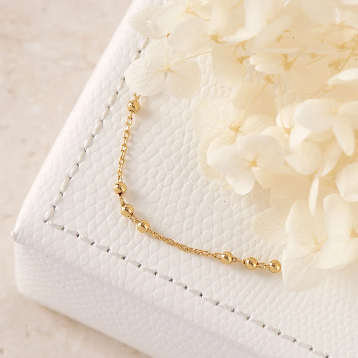 Beaded Chain Necklace Gold