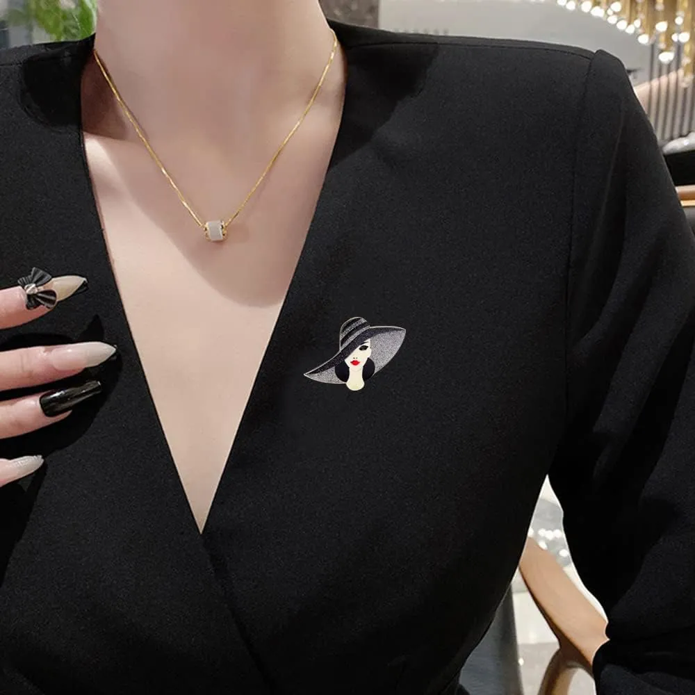 Beautiful Girl Brooch For Women Acrylic Lapel Pins Elegant Dress Accessories Jewelry Boutonniere Corsage for Hat Bag Suit Tie Sexy Fashionable Scarf Shawl Chip Brooches Wedding Birthday Valentine's Day Gifts Cocktail Party Art Deco