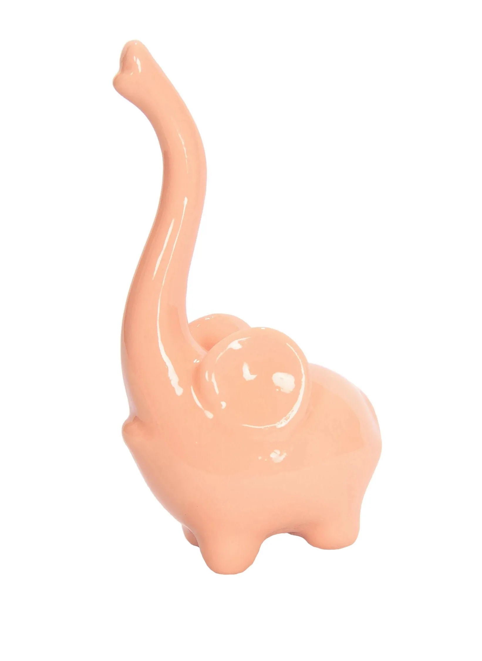 Beth Marie Luxury Boutique Baby Elephant Ring Holder, Coral Ceramic Engagement and Wedding Ring Holder, Measures 2" W x 4" H x 1.25" D