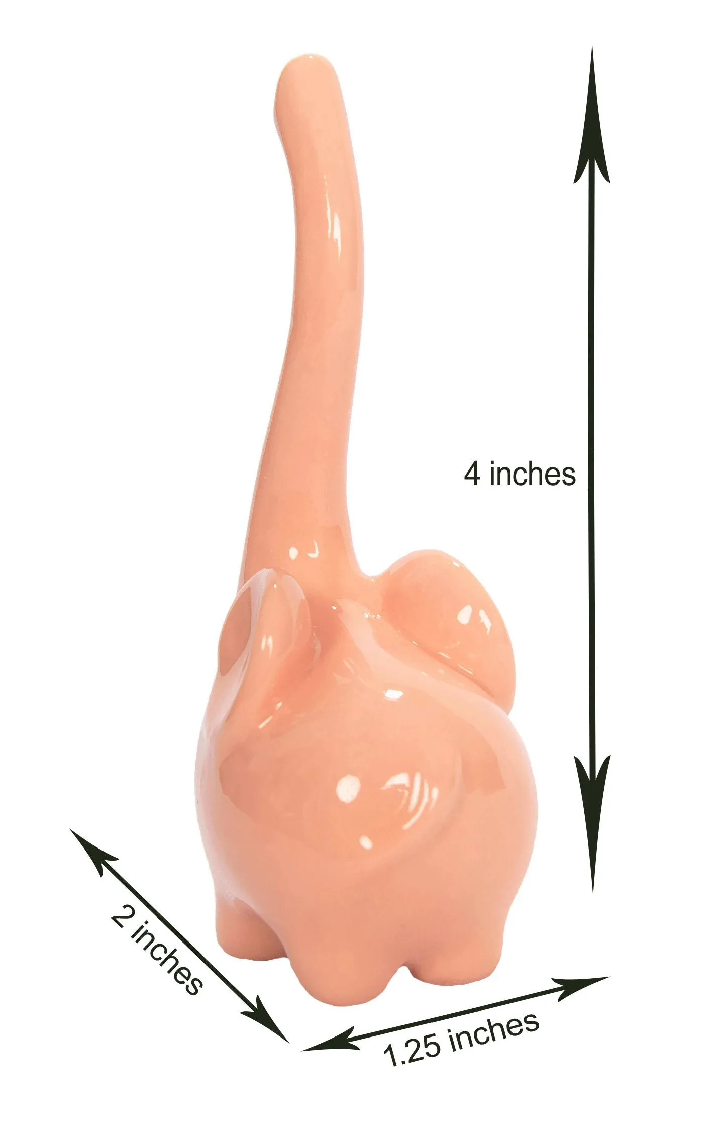 Beth Marie Luxury Boutique Baby Elephant Ring Holder, Coral Ceramic Engagement and Wedding Ring Holder, Measures 2" W x 4" H x 1.25" D
