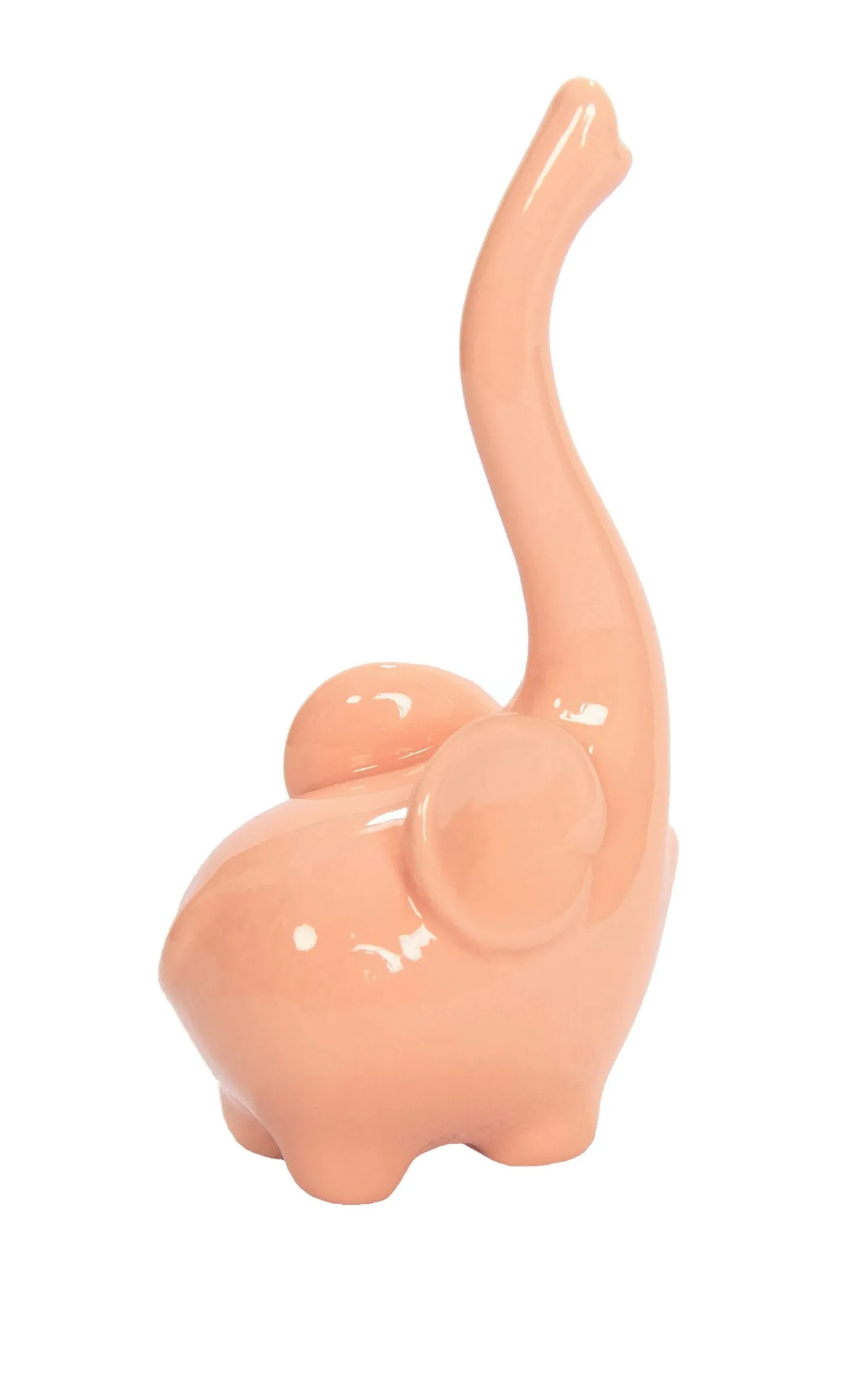 Beth Marie Luxury Boutique Baby Elephant Ring Holder, Coral Ceramic Engagement and Wedding Ring Holder, Measures 2" W x 4" H x 1.25" D