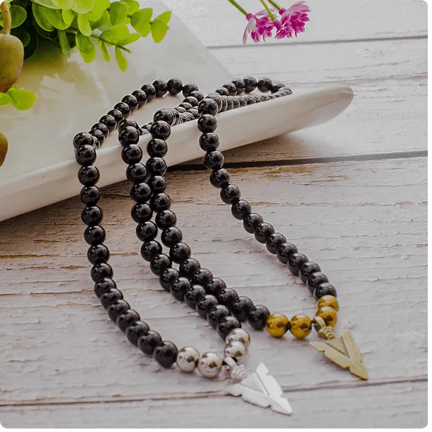 Black Onyx Beaded  Arrow Pendant