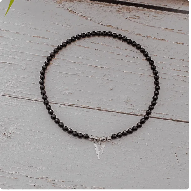 Black Onyx Beaded  Arrow Pendant