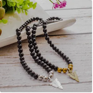 Black Onyx Beaded  Arrow Pendant