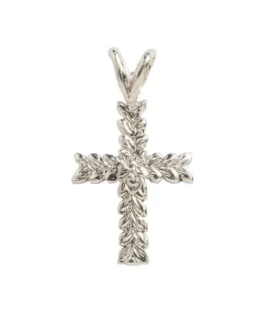 Blessed Hawaiian Leaf Cross Pendant, Sterling Silver