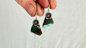 Blue Opal & Silver Earrings. Sterling Silver. 0628