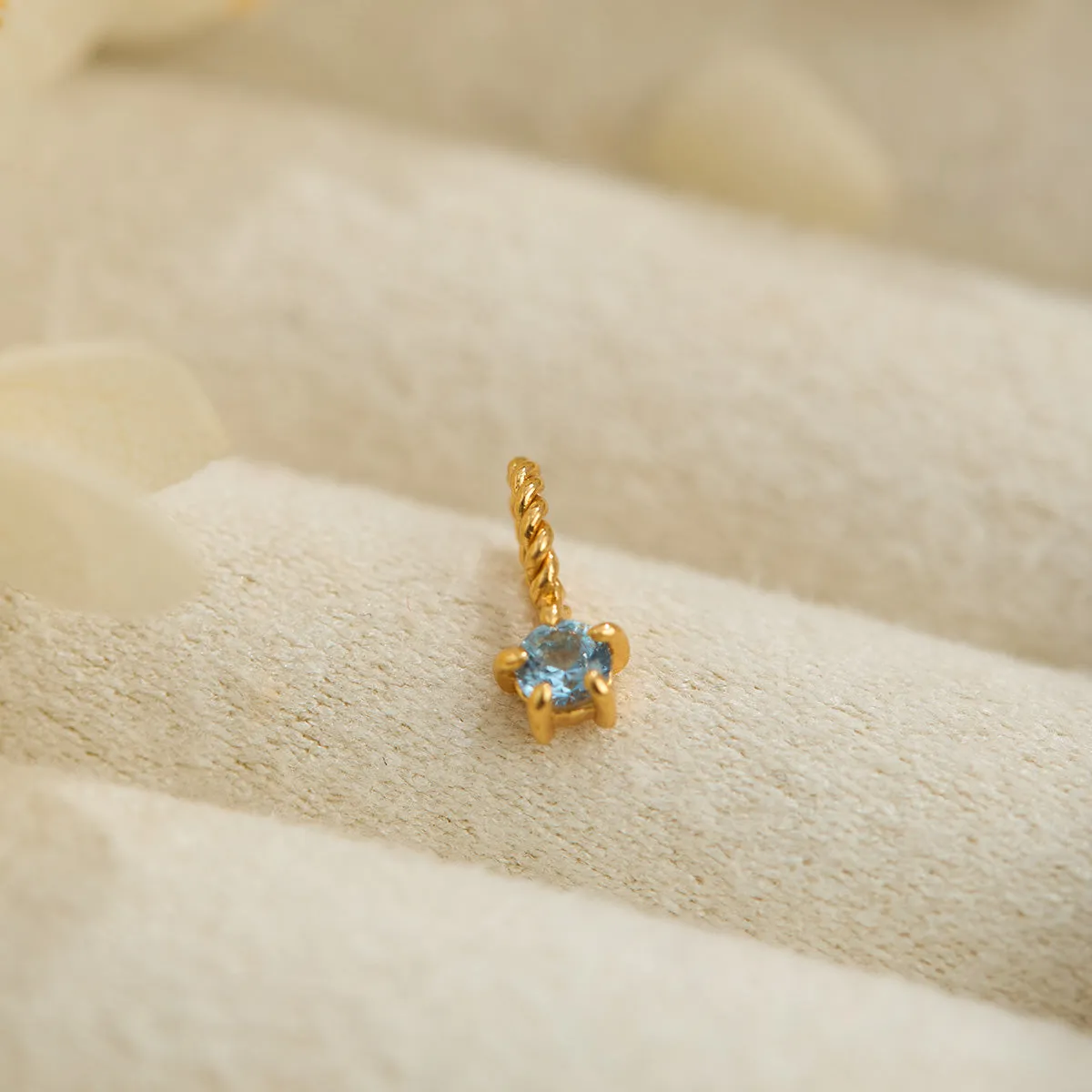 Blue Topaz Birthstone Gold Neck Charm