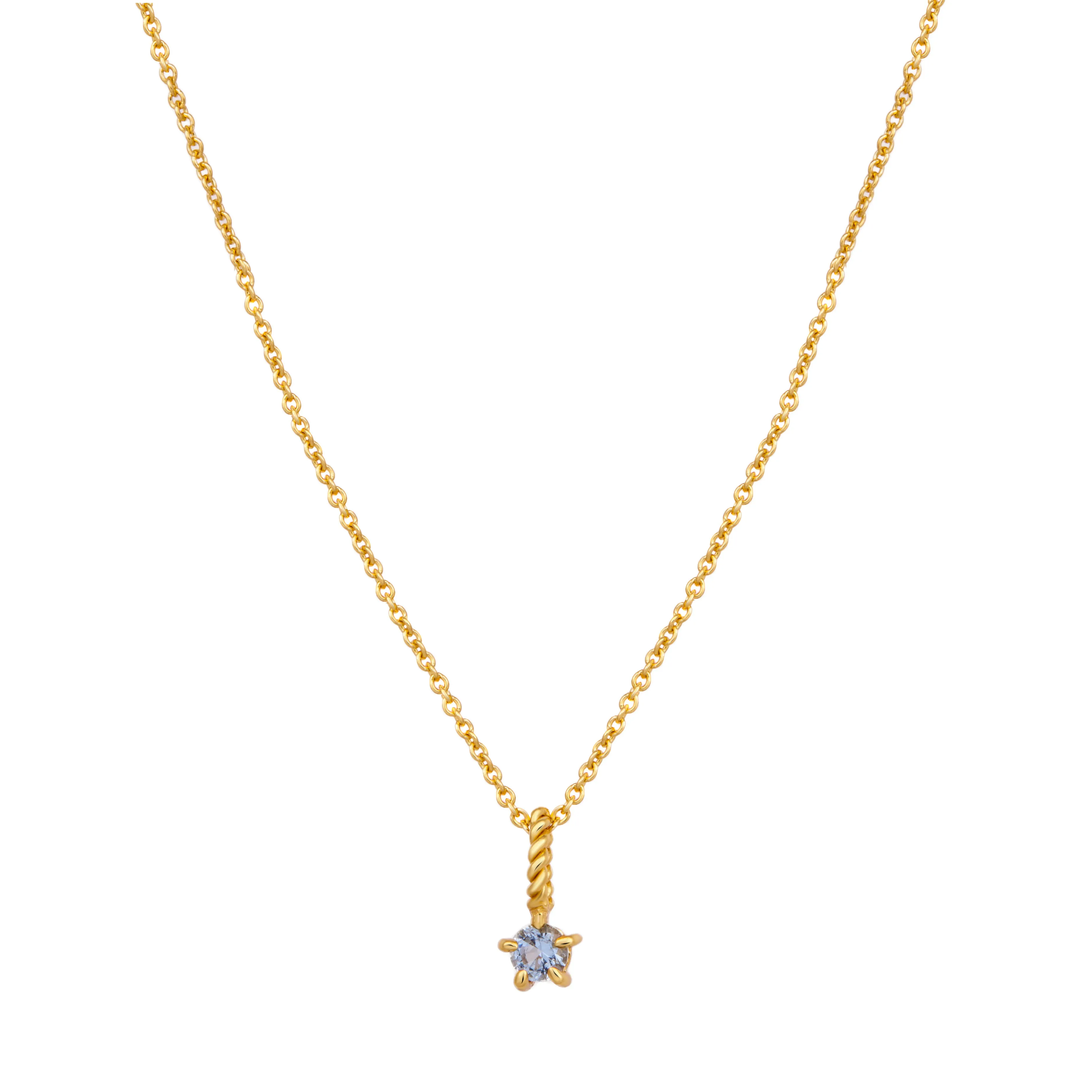 Blue Topaz Birthstone Gold Neck Charm