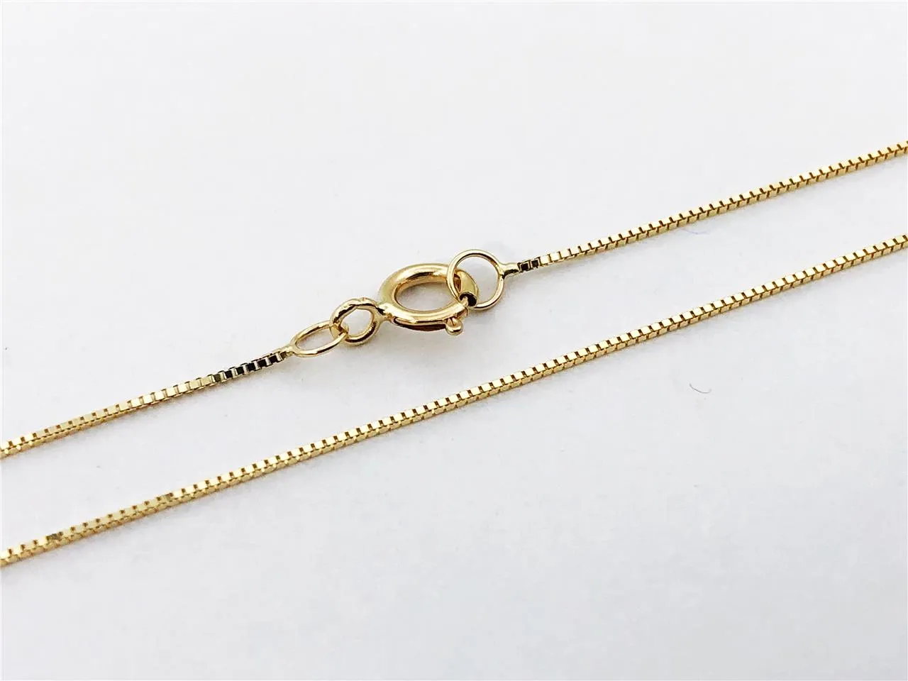 Box Chain 14K Solid Yellow Gold 16" 18" 20" - 0.5mm, Thin Dainty Minimalist Necklace for Pendant / Charm, Thin gold chain, Genuine 14K Gold