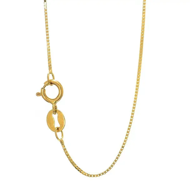 Box Chain 14K Solid Yellow Gold 16" 18" 20" - 0.5mm, Thin Dainty Minimalist Necklace for Pendant / Charm, Thin gold chain, Genuine 14K Gold