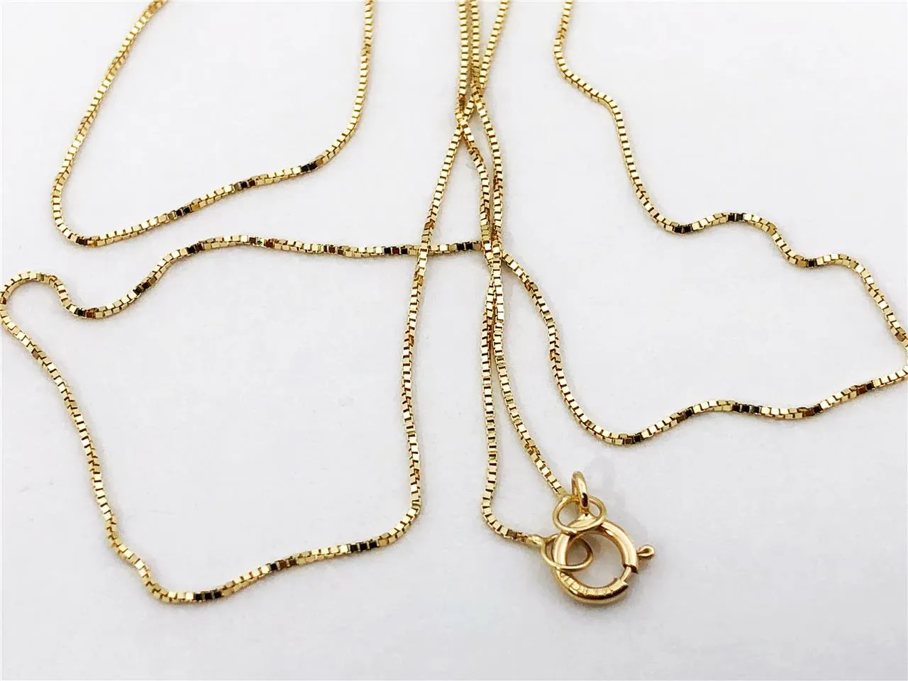Box Chain 14K Solid Yellow Gold 16" 18" 20" - 0.5mm, Thin Dainty Minimalist Necklace for Pendant / Charm, Thin gold chain, Genuine 14K Gold