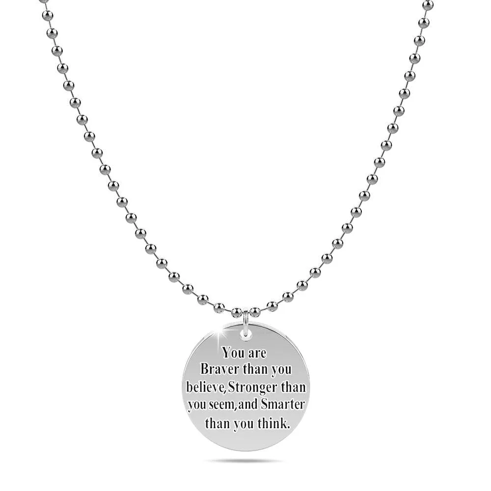 Boxed Brave Inscriptions Pendant Necklace Ball Stud Earrings Set