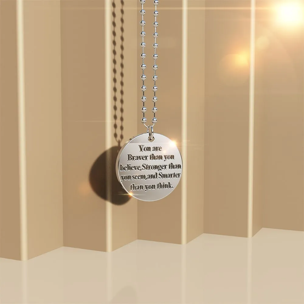Boxed Brave Inscriptions Pendant Necklace Ball Stud Earrings Set