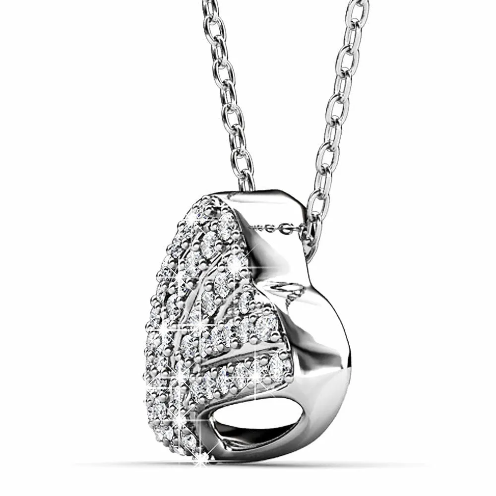 Boxed Heart Shaped White Gold Set Embellished with SWAROVSKI® Crystals