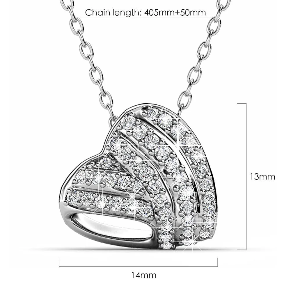 Boxed Heart Shaped White Gold Set Embellished with SWAROVSKI® Crystals