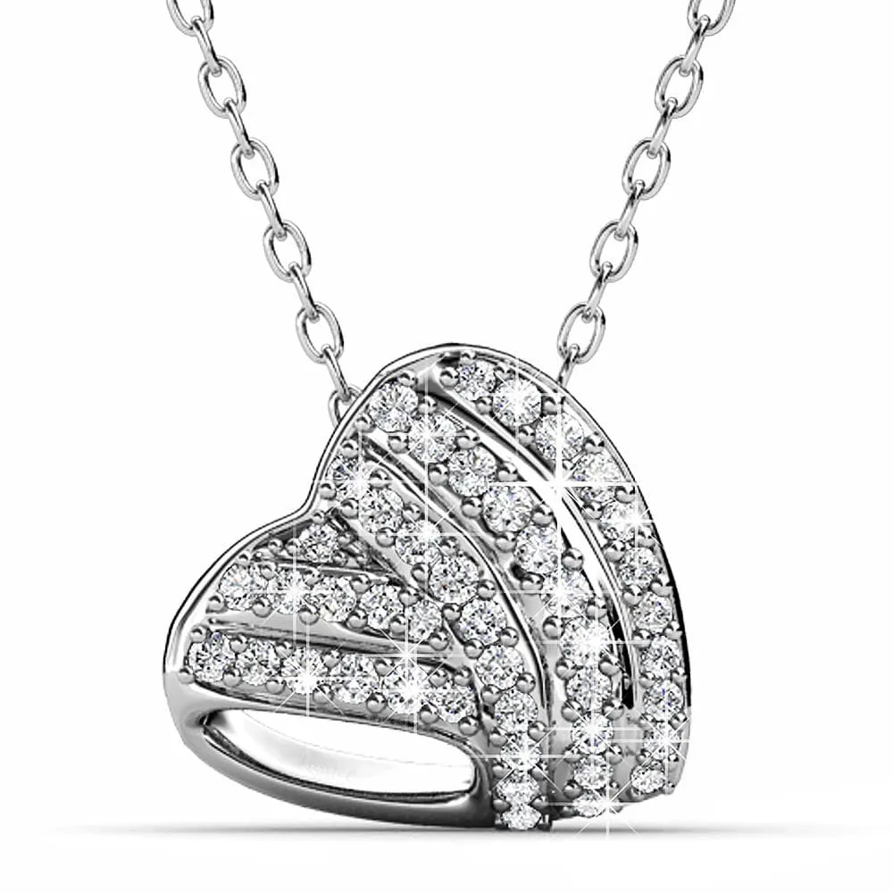 Boxed Heart Shaped White Gold Set Embellished with SWAROVSKI® Crystals