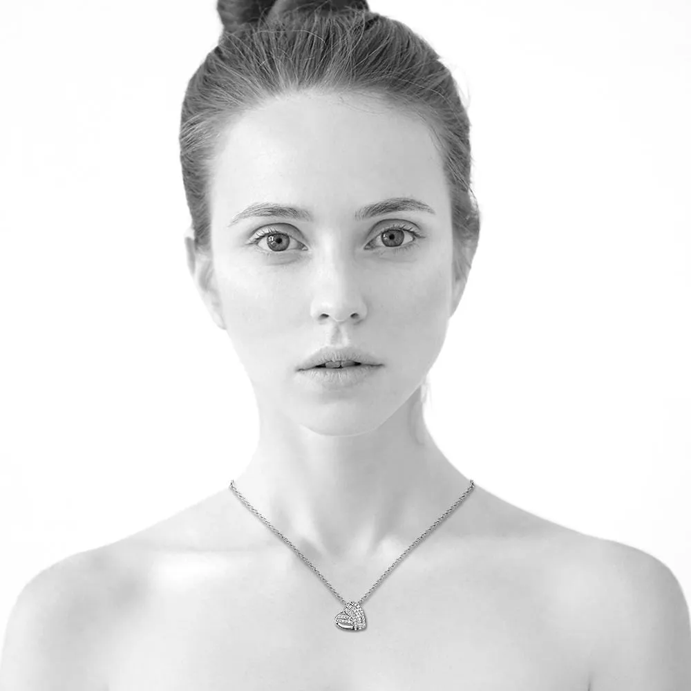 Boxed Heart Shaped White Gold Set Embellished with SWAROVSKI® Crystals