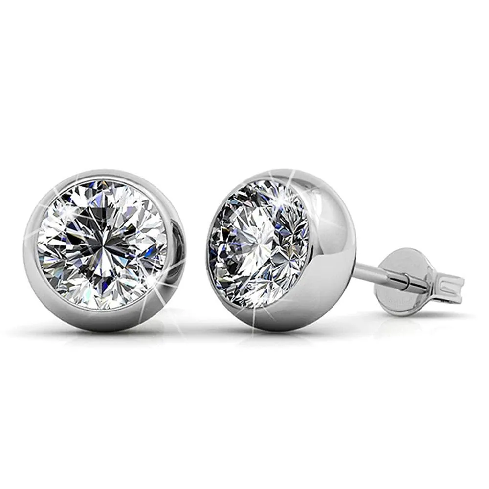 Boxed Inspiring Tree of Life Adjustable Bangle & Opulence Earrings in White Gold Embellished With SWAROVSKI® Crystals Set
