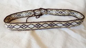 Brown & yellow adjustable headband with diamond pattern