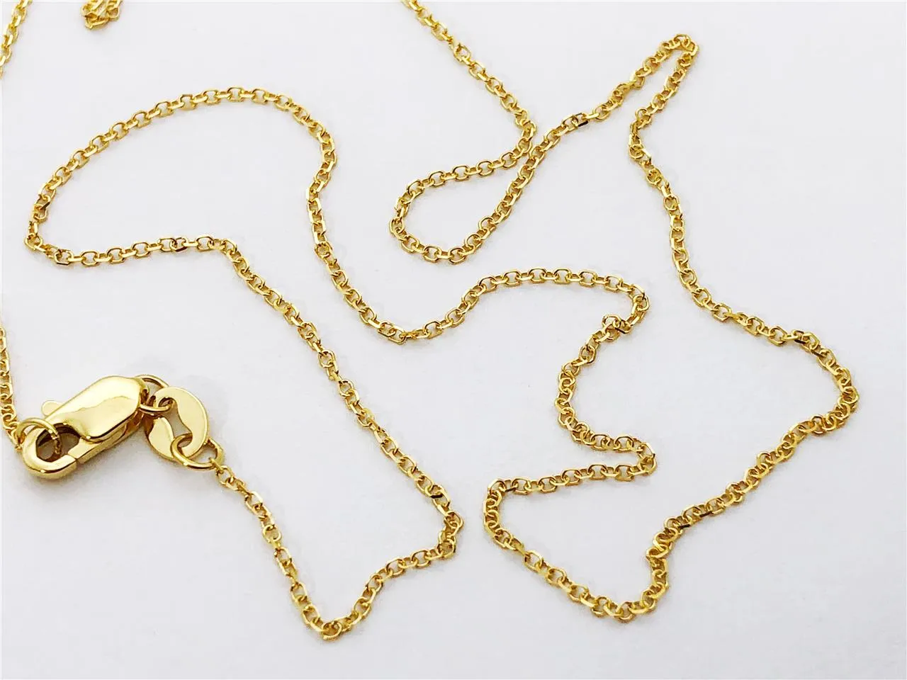 Cable Chain 10k Solid Yellow Gold 16" 18" 20" - 0.8mm - Dainty Minimalist Diamond cut Pendant Chain For Women - Genuine 10kt Gold