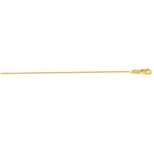 Cable Chain 10k Solid Yellow Gold 16" 18" 20" - 0.8mm - Dainty Minimalist Diamond cut Pendant Chain For Women - Genuine 10kt Gold