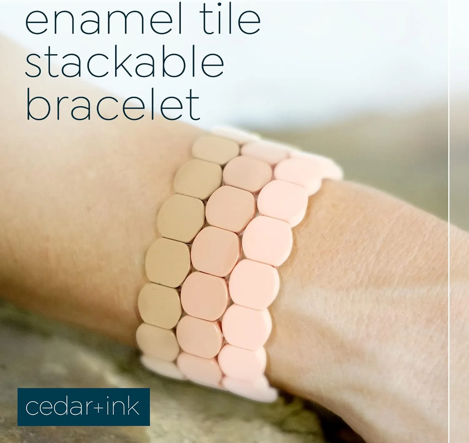 Cedar and Ink Gold Stackable Bracelets, Tile Bracelets for Women, Stackable Enamel Bracelets, Enamel Bangle Bracelet, Gold Bracelets for Women
