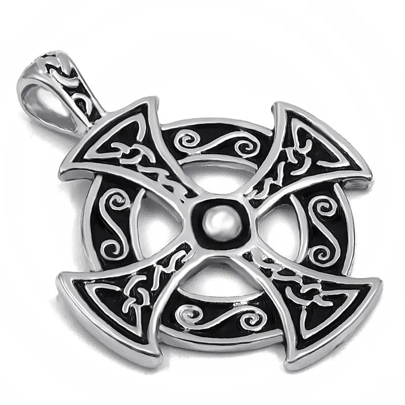 Celtic Solar Cross Pendant Necklace / Zinc Pewter Amulet / Men's And Women's Jewelry
